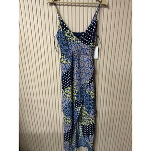 BRAND NEW Girl In Mind Navy Floral Patchwork Maxi Dress Polka Dot Size 6